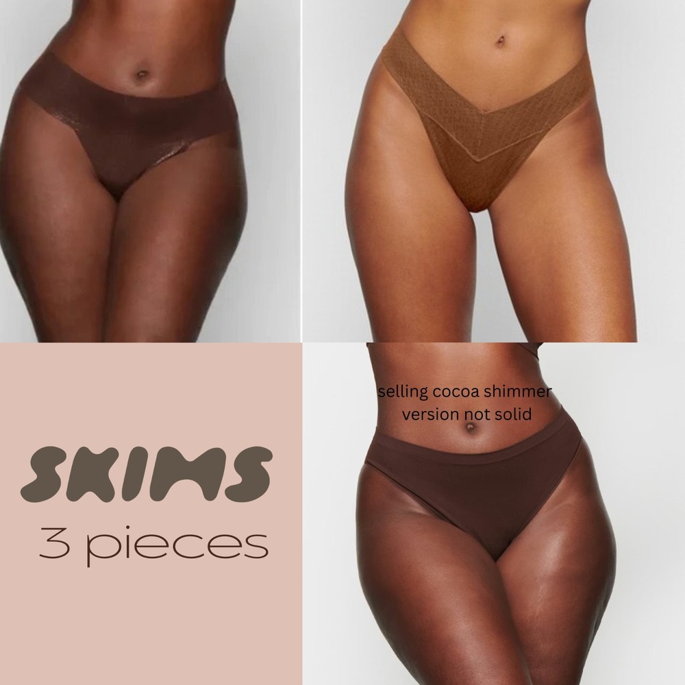 NWT SKIMS [ 3PC  4X‎ ] Logo Foil Thong + Free Cut Thong + Smoothing Thong T2048